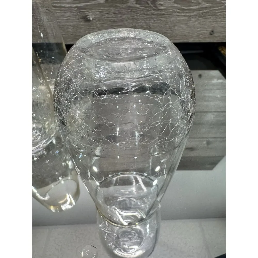 Pier 1 Clear Light Amber Crackle Glass Tumblers High Ball Glasses 6” ~set Of 4